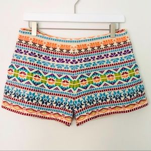 [freeway] Embroidered Tribal Blanket Pattern Cotton Shorts
